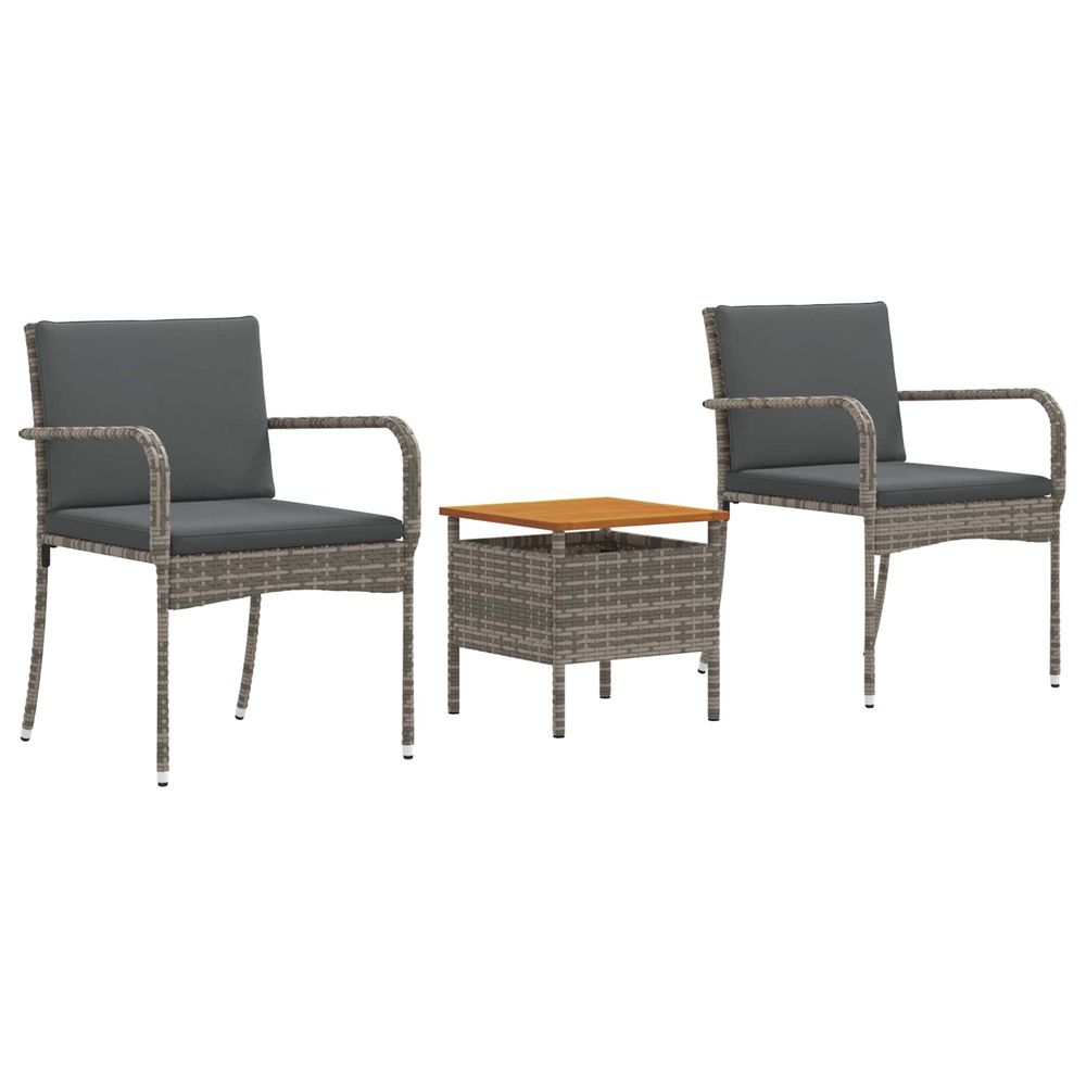 Ensemble bistro de jardin 3 pc gris polyrotin