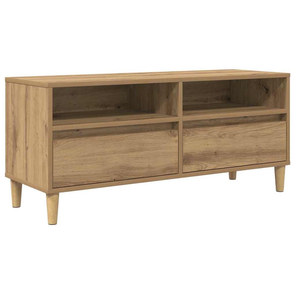 Meuble tv 100 x 34,5 x 44,5 cm chêne artisanal