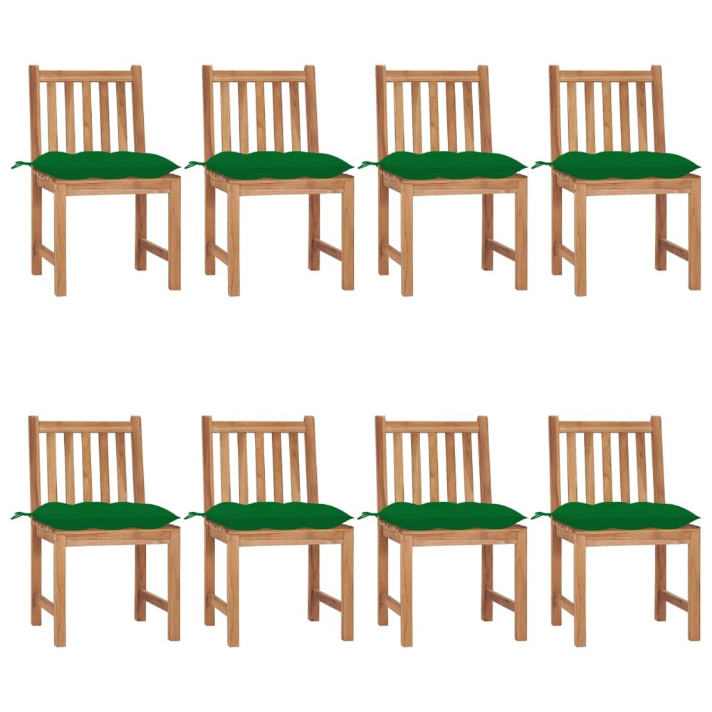 Chaises de jardin lot de 8 avec coussins bois de teck massif
