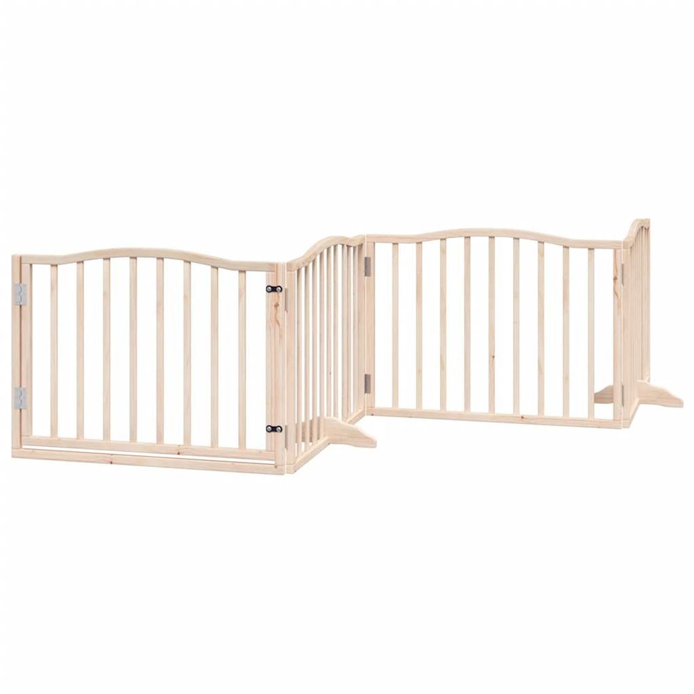 Barrière pour chiens avec porte 4 panneaux bois de peuplier