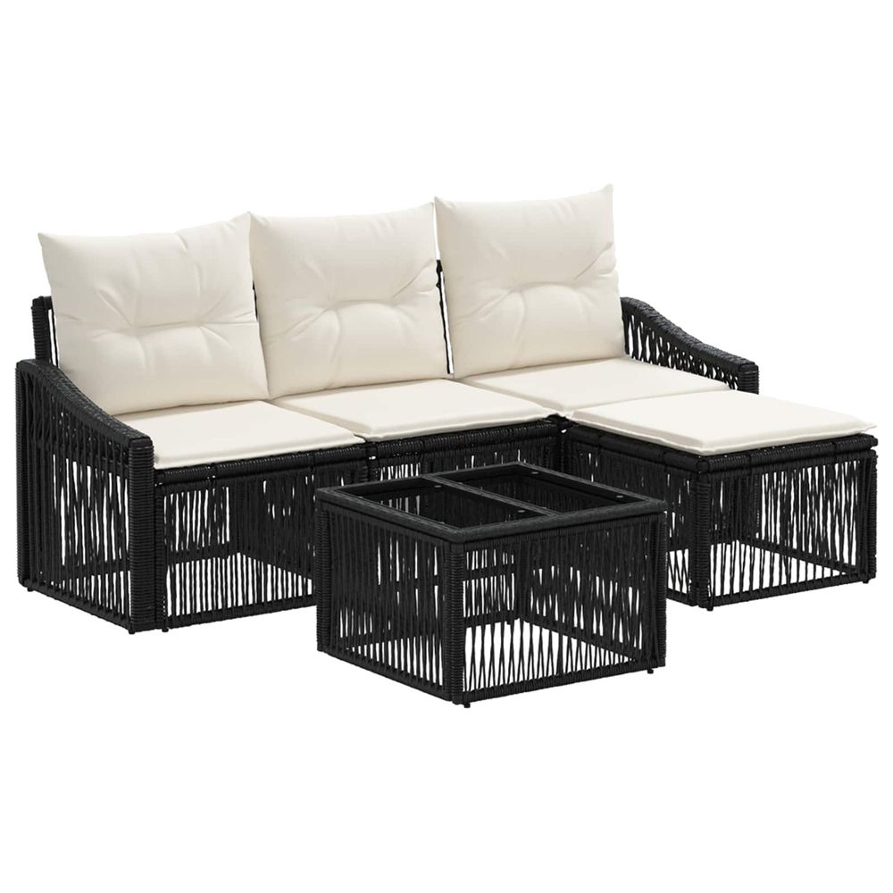 Ensemble de canapé de jardin 5 pc noir polyrotin
