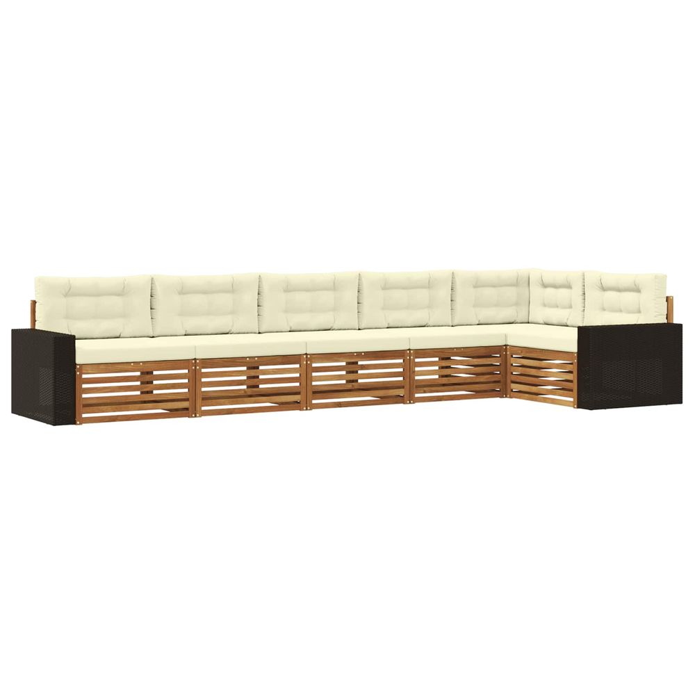 Ensemble de canapés d'extérieur 6 pc naturel et crème polyester