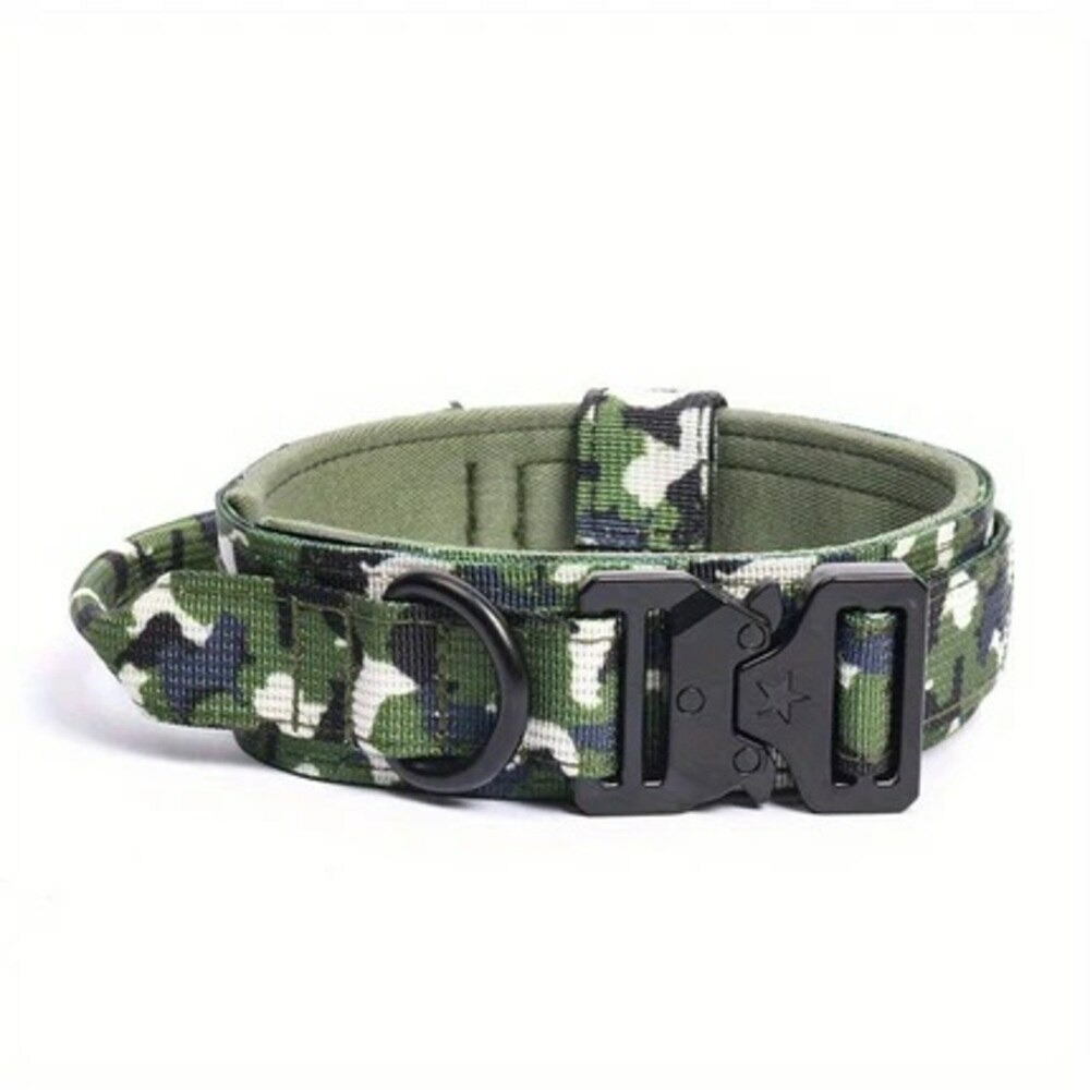 Collier tactique camouflage vert l pour chien, francecroquettes