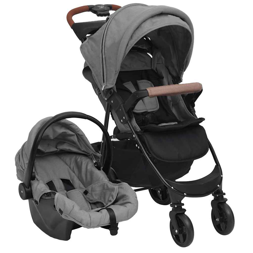 Poussette pour bébé 3-en-1 gris clair acier