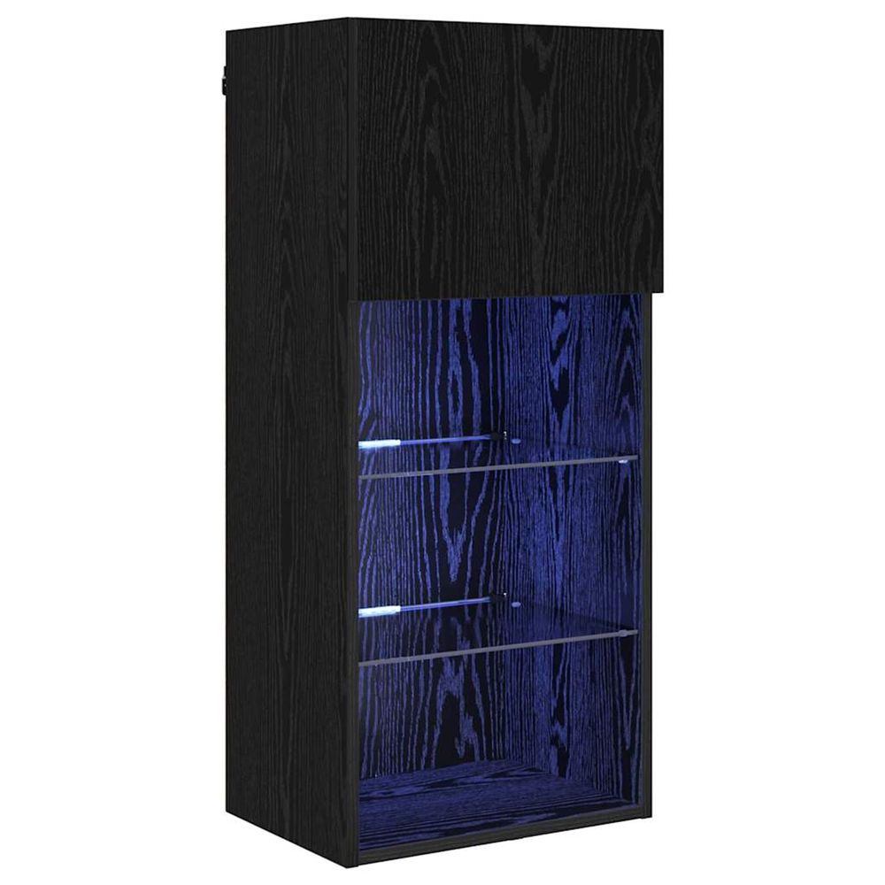 Meuble tv mural 40,5 x 30 x 90 cm chêne noir bois d'ingénierie