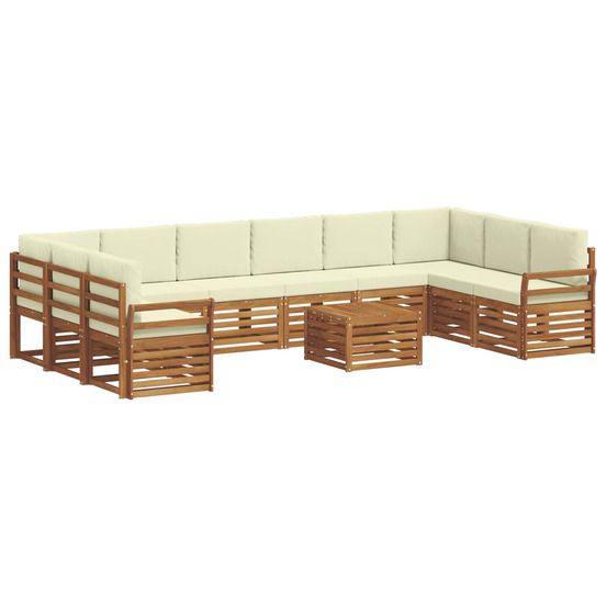 Ensemble de canapés d'extérieur 11 pc naturel et crème