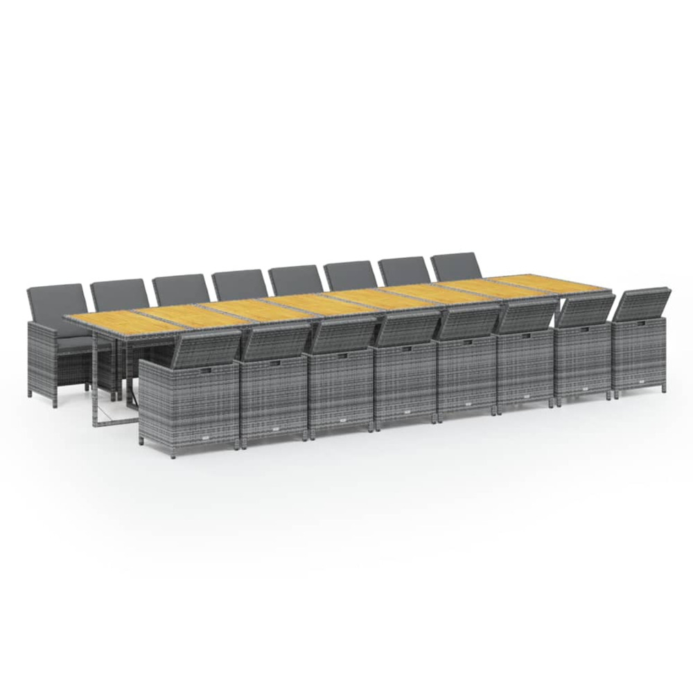 Ensemble à manger de jardin 17 pcs et coussins résine tressée