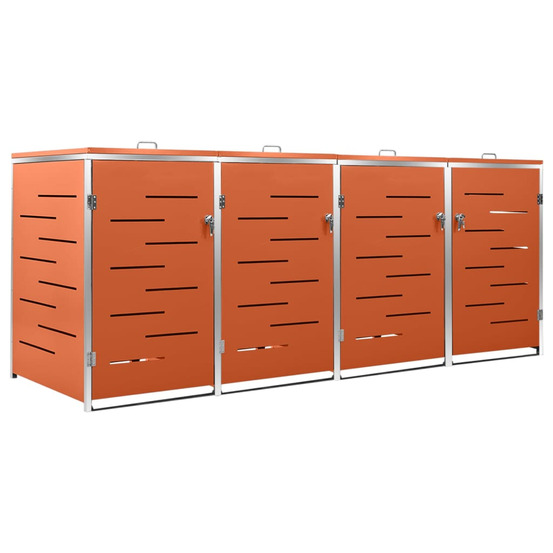 Abri pour quatre poubelles 276,5x77,5x112,5 cm inox
