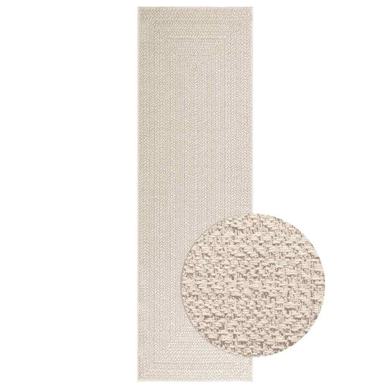 Tapis zizur crème 80x250 cm aspect de jute intérieur extérieur