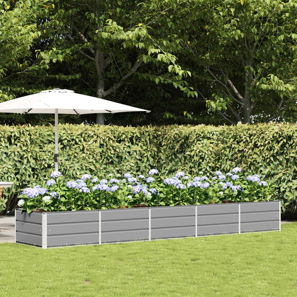 Jardinière xxl en acier pour aménagement paysager 400x80x45 cm gris clair