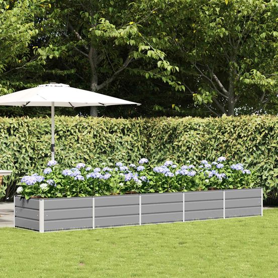 Jardinière xxl en acier pour aménagement paysager 400x80x45 cm gris clair