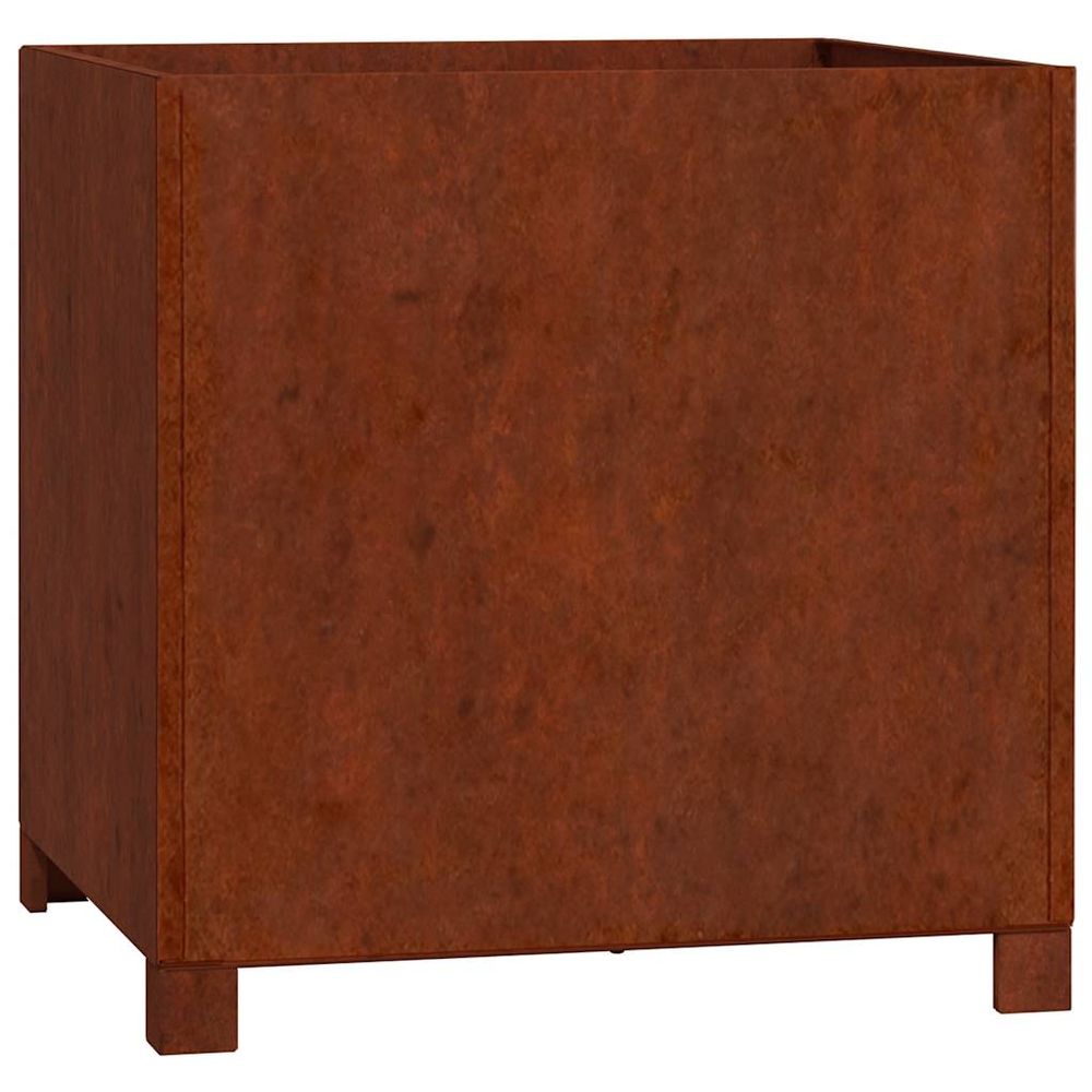 Jardinière avec pieds rouillé 50x50x50 cm acier corten