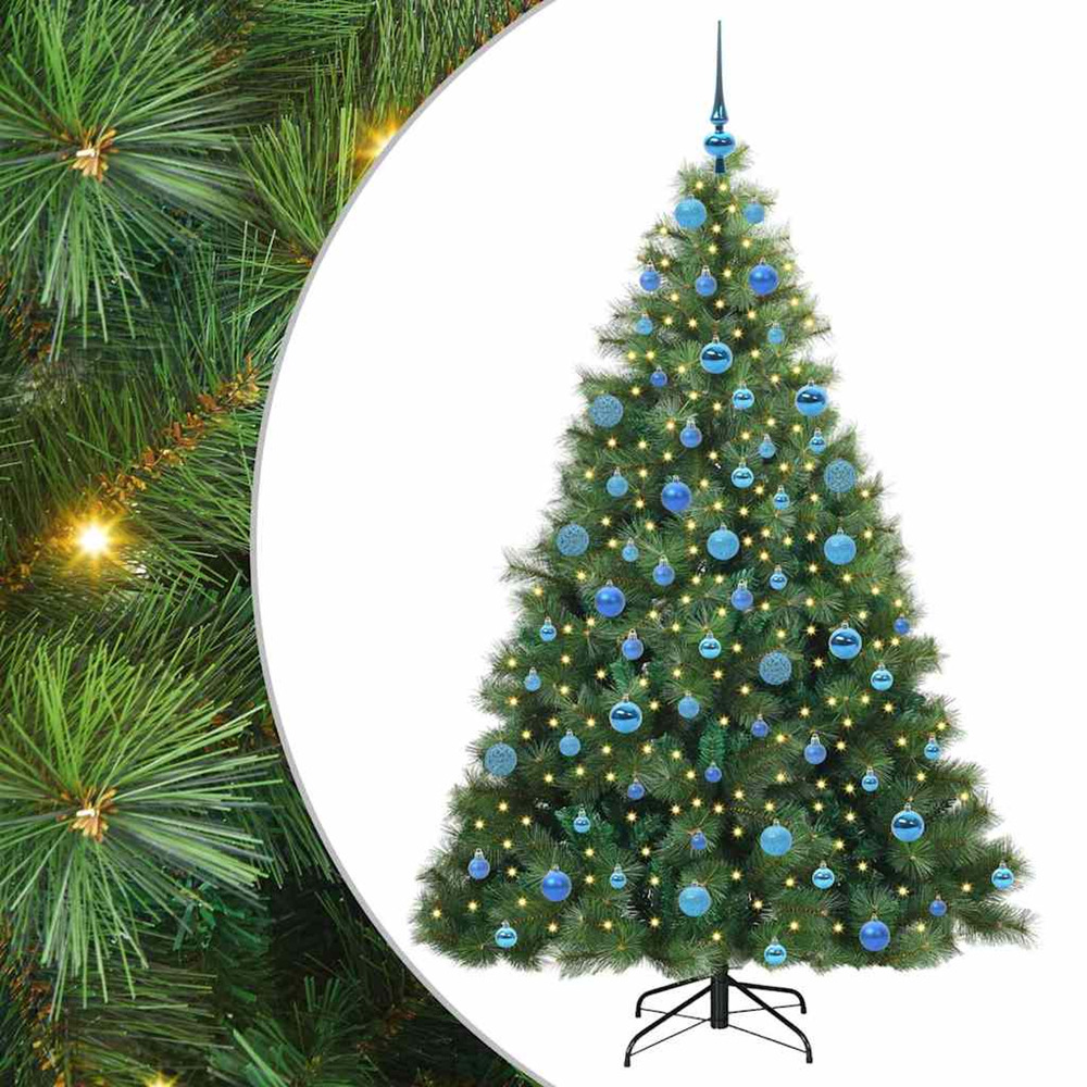 Sapin de noël artificiel avec 300 led vert 180 cm pe et pvc