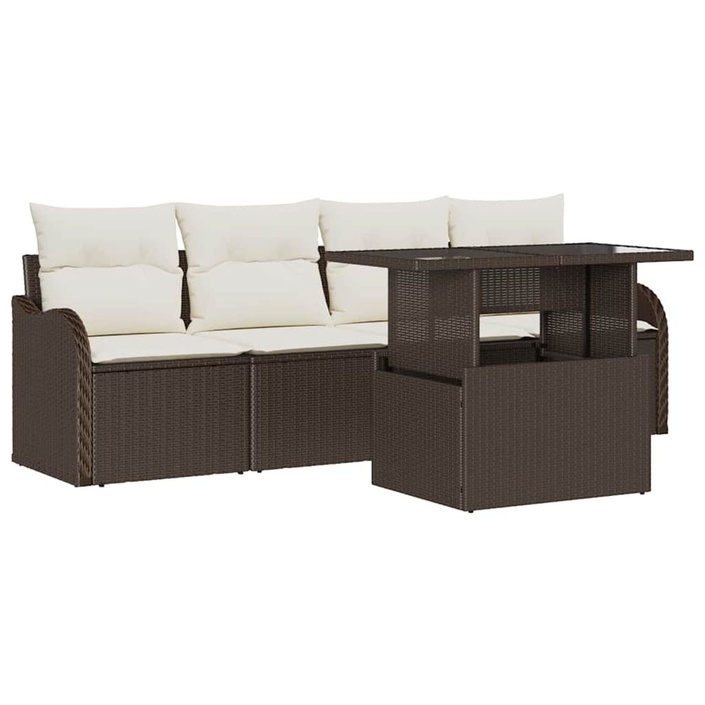 Ensemble de canapé de jardin 5 pc 4-nombre de places marron