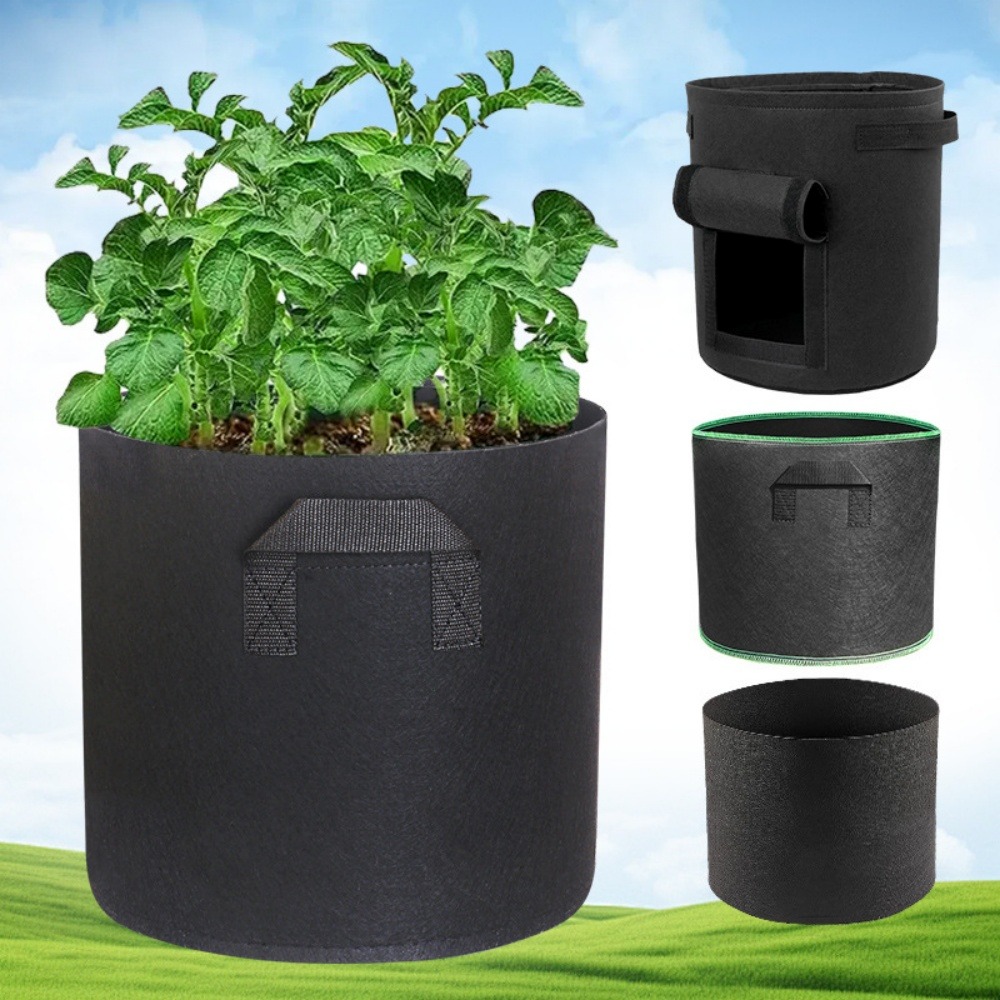 Sacs de plantation noirs en non-tissé 5 gallons 5 pièces dtopbuyage