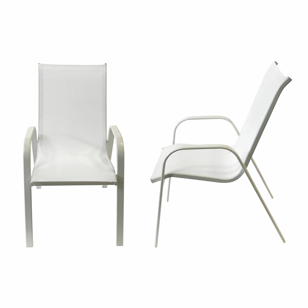 Lot de 6 chaises marbella en textilène blanc - aluminium blanc