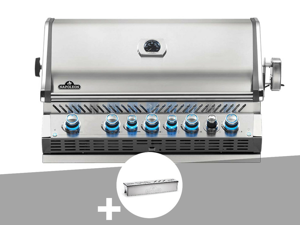 Barbecue gaz encastrable prestige pro 665 inox 5 brûleurs + boîtier de fumage