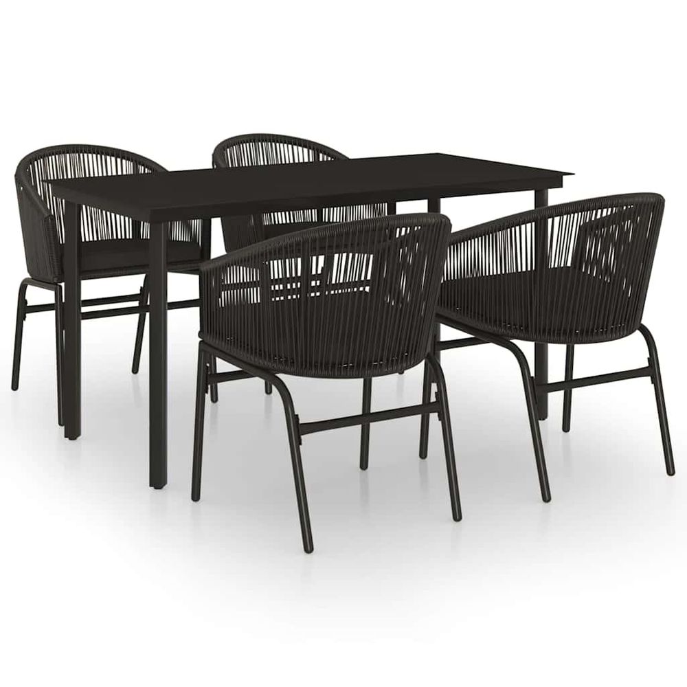 Ensemble à manger de jardin 5 pcs noir