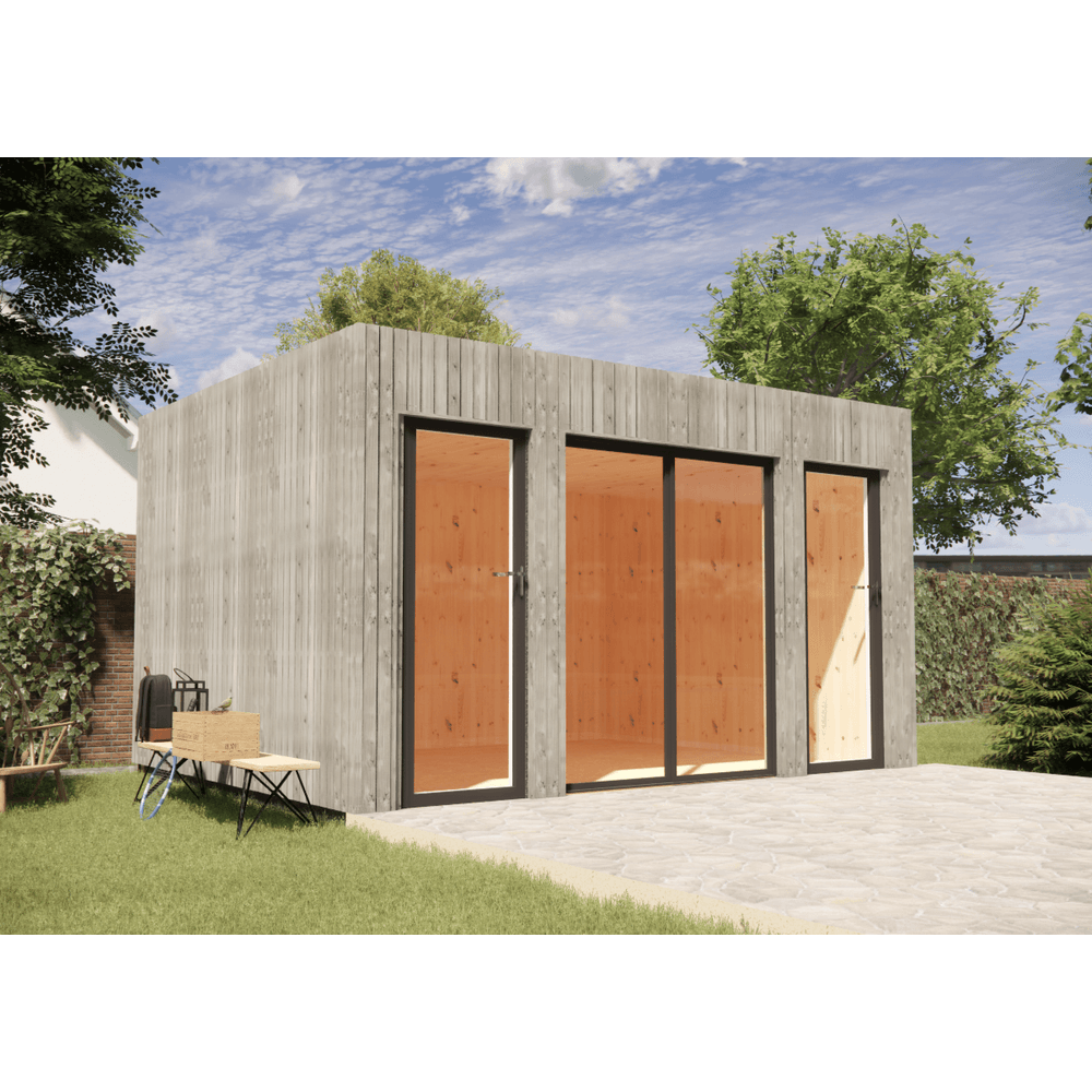 Studio de jardin re2020 en bois 4,4 x 3,5 x 2,7 m / isolation re2020 / menuiseries alu k-line