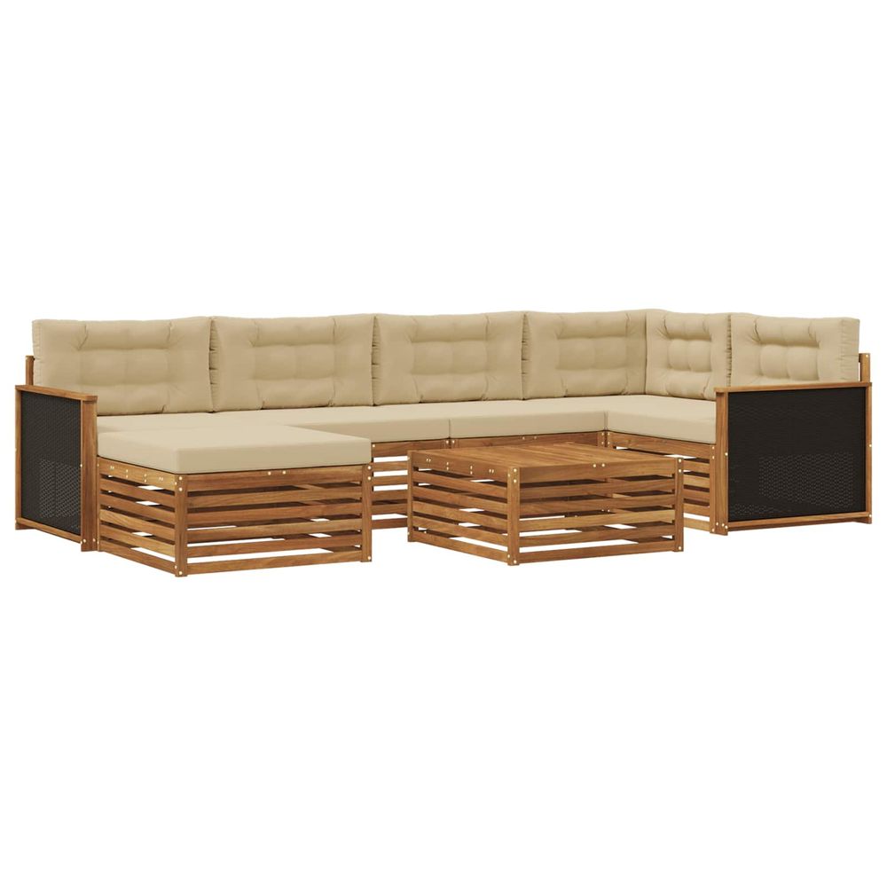 Ensemble de canapés d'extérieur 7 pc naturel et beige