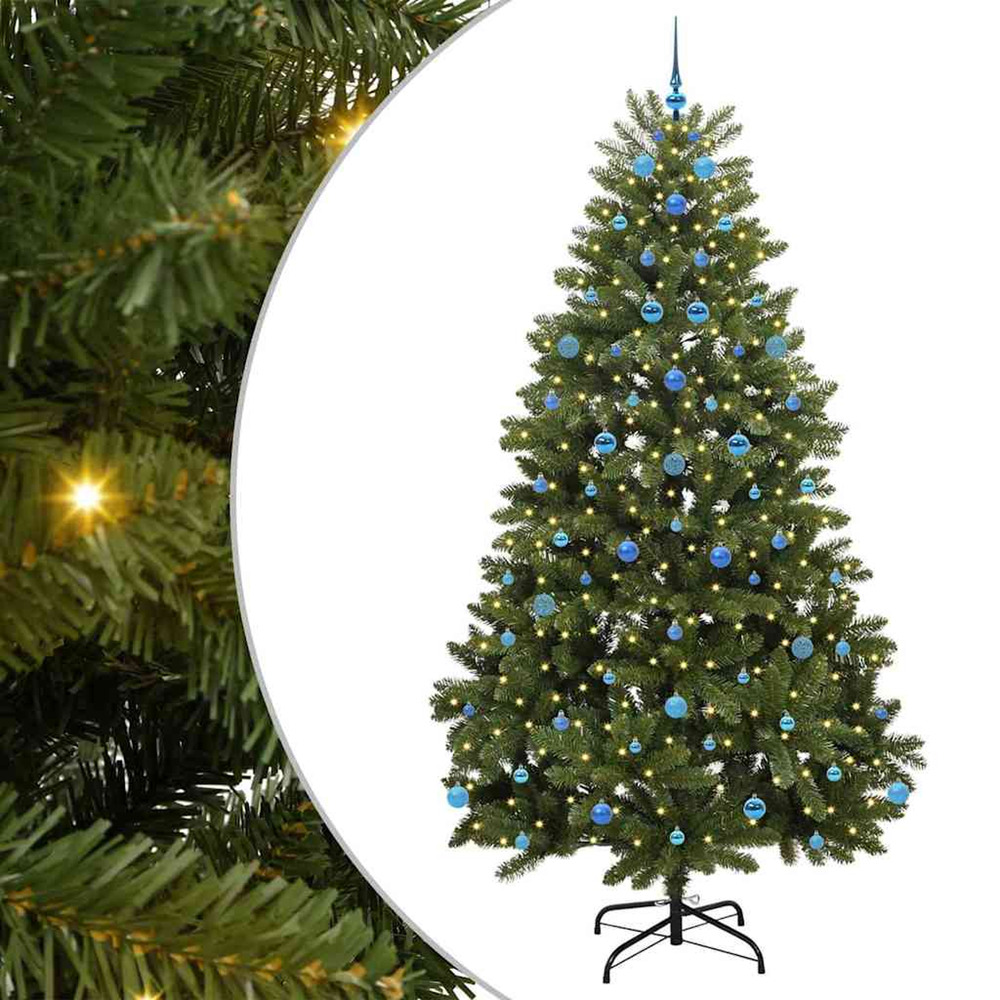 Sapin de noël artificiel avec 300 led vert 240 cm pvc et métal