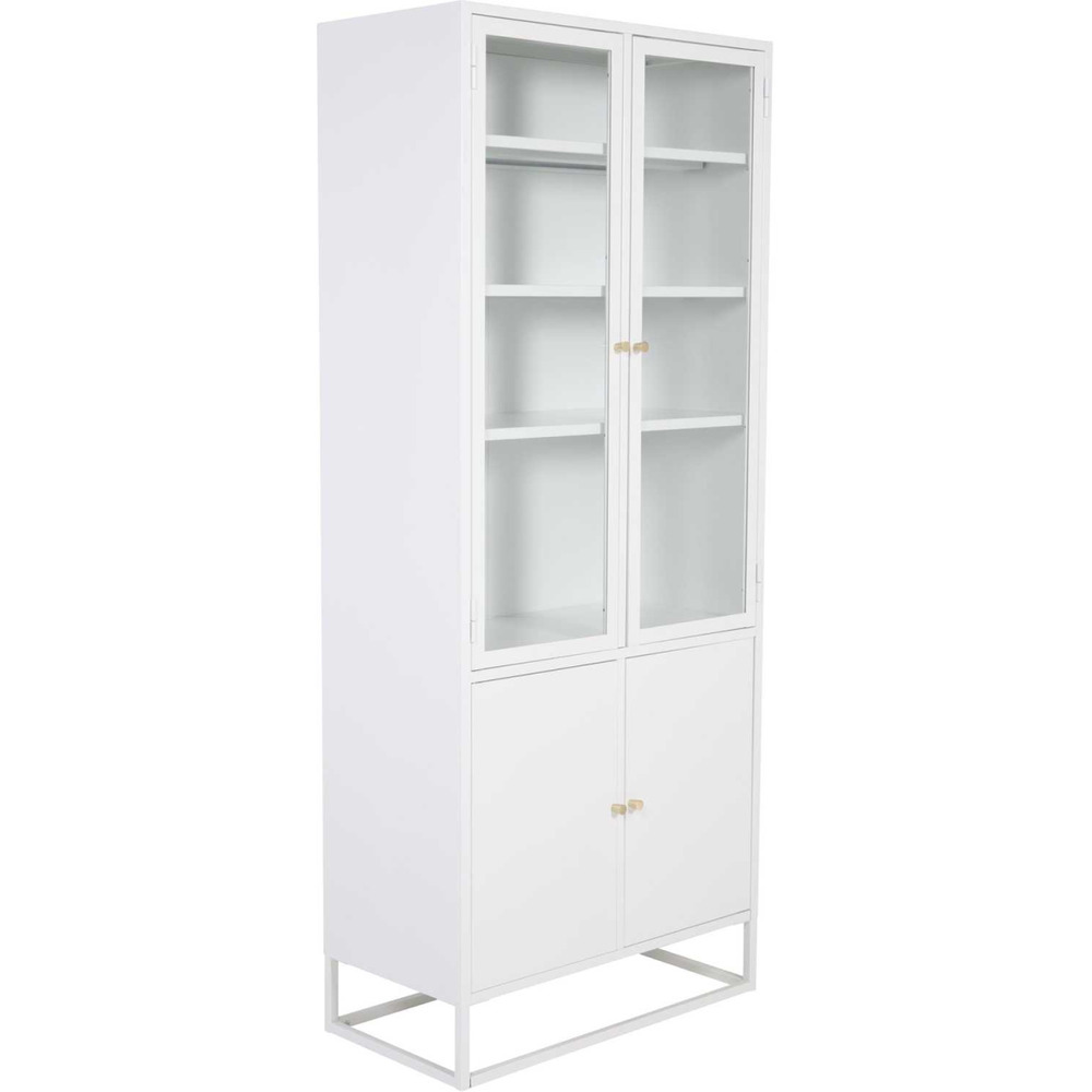 Buffet en métal 2 portes vitrées et 2 portes en métal bakal blanc