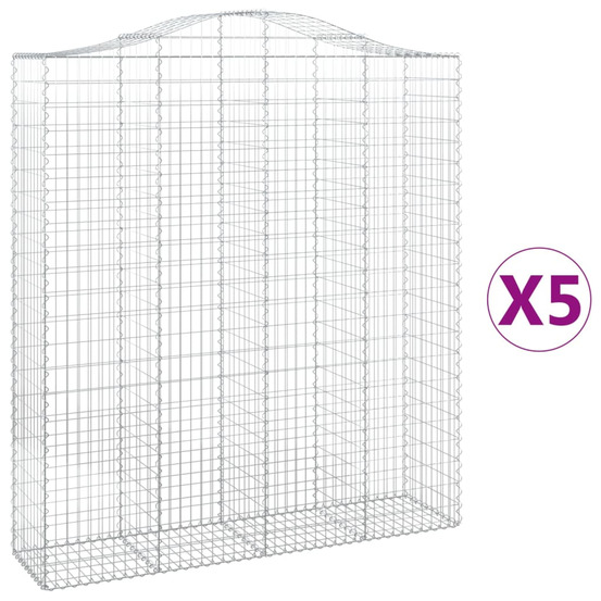 Paniers à gabions arqués 5 pcs 200x50x220/240 cm fer galvanisé
