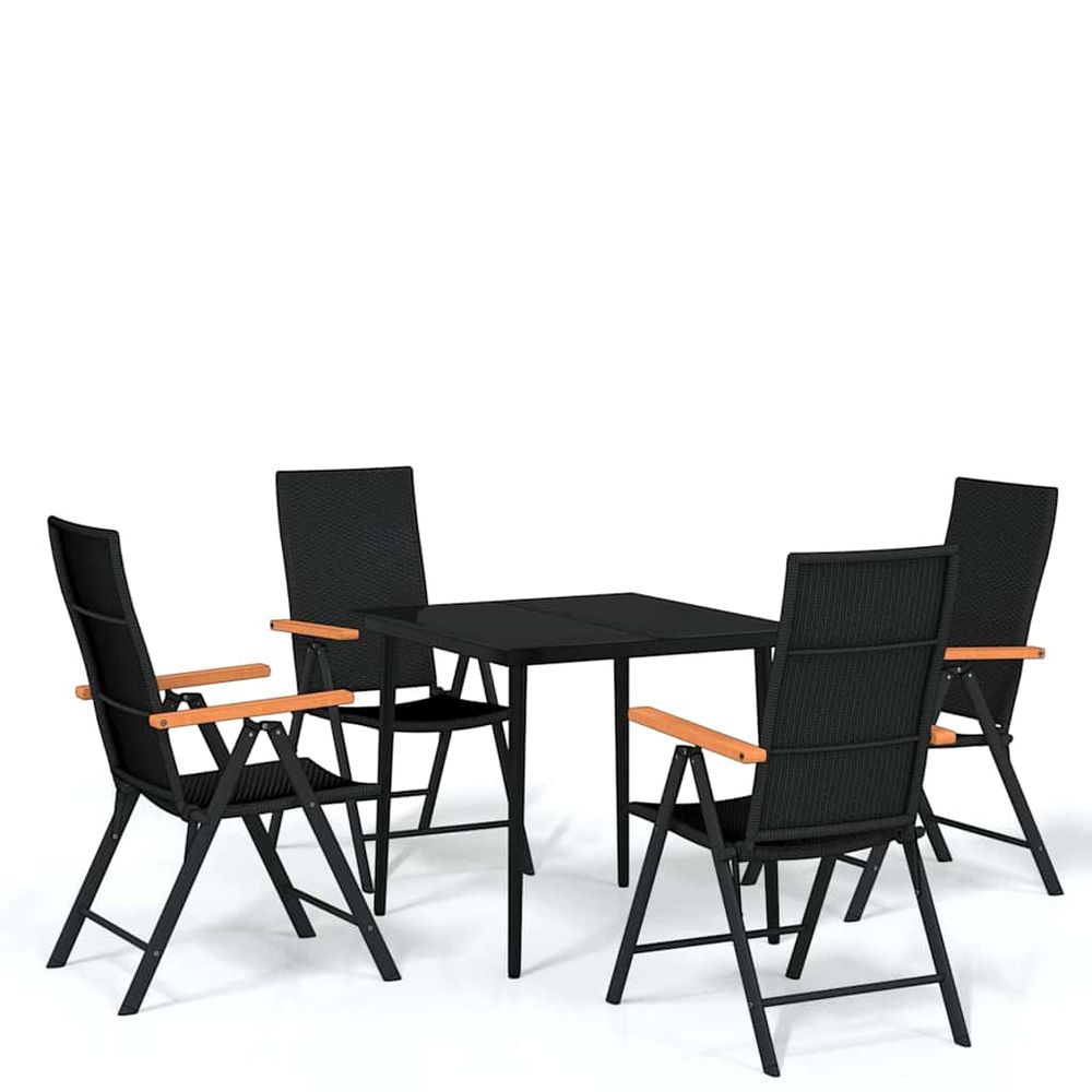 Ensemble à manger de jardin 5 pcs noir