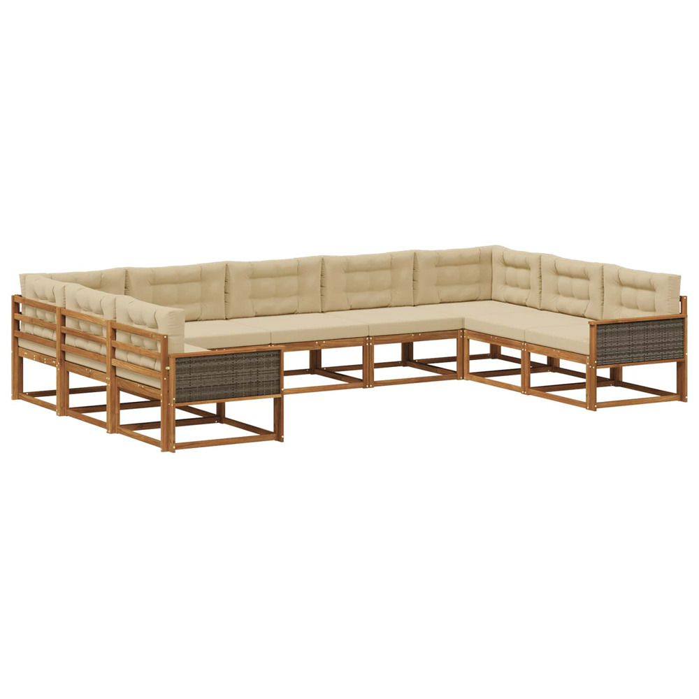 Ensemble de canapés d'extérieur 9 pcs naturel et beige