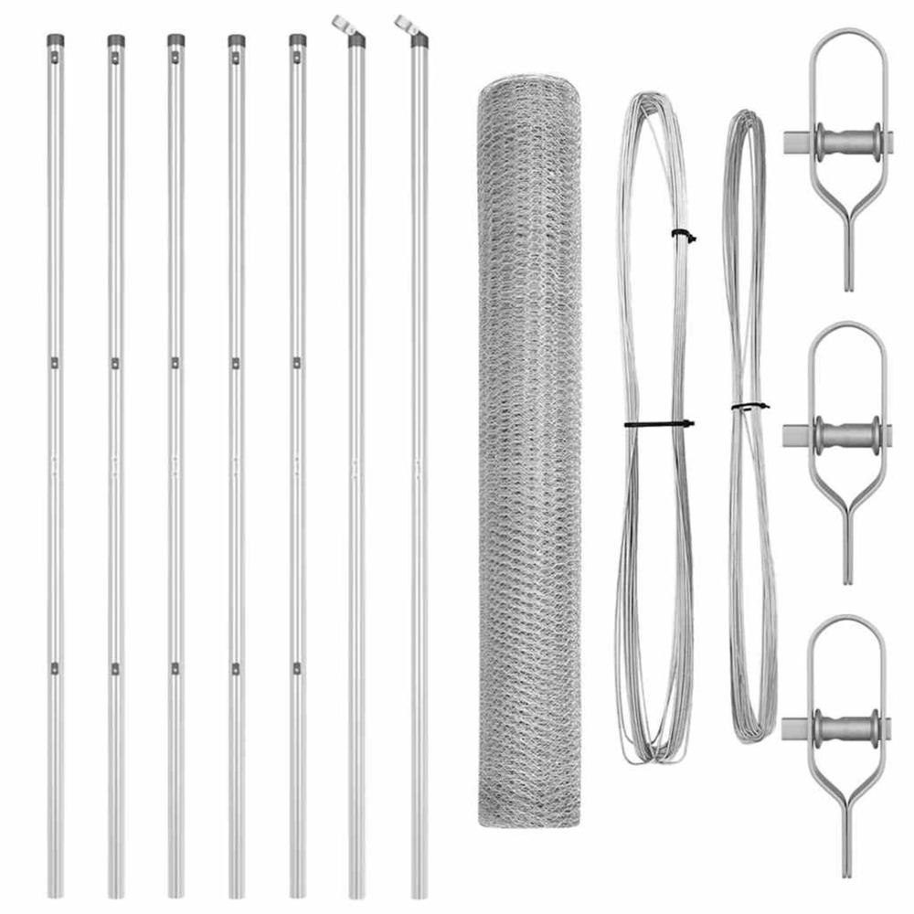 Poteau de clôture. Argenté 10 x 1,2 m (maillage de 13 mm) acier