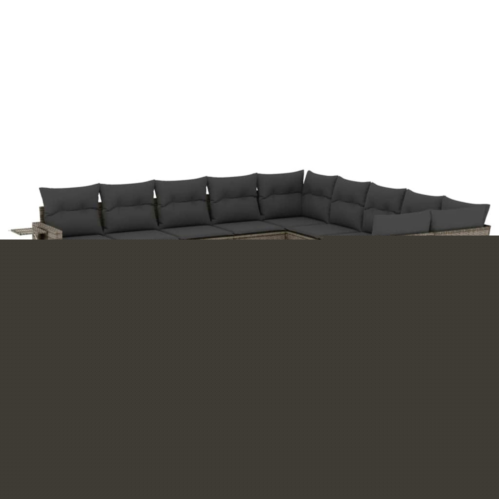 Salon de jardin 11 pcs avec coussins gris résine tressée