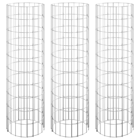 Lit surélevé à gabion circulaire 3pcs acier galvanisé ø30x100cm