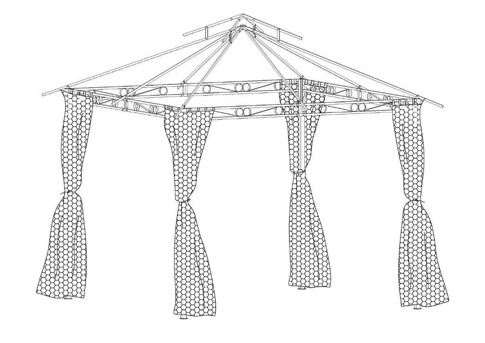 Rideaux moustiquaire pour tonnelle fogo noir (4 rideaux)