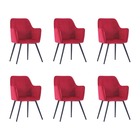 Chaises de salle à manger 6 pcs rouge foncé velours