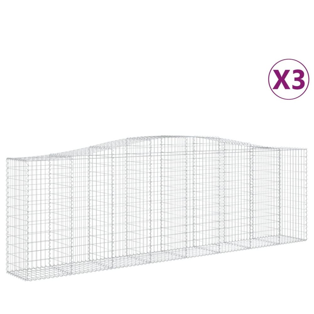 Paniers à gabions arqués 3 pcs 400x50x120/140 cm fer galvanisé