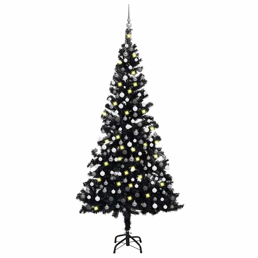 Grand sapin de noël artificiel pvc complet avec led pour salon noir 210 cm