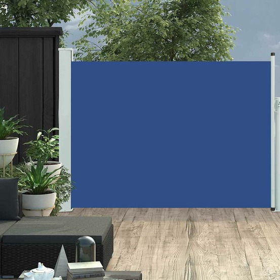 Auvent latéral rétractable de patio 120x500 cm bleu