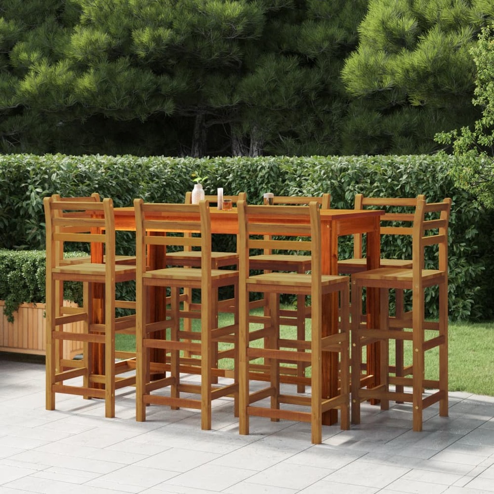 Ensemble de bar de jardin 9 pcs bois d'acacia solide