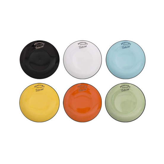 Assiettes colorées brasserie bistrot (lot de 6) assiettes plates - 21,5 cm