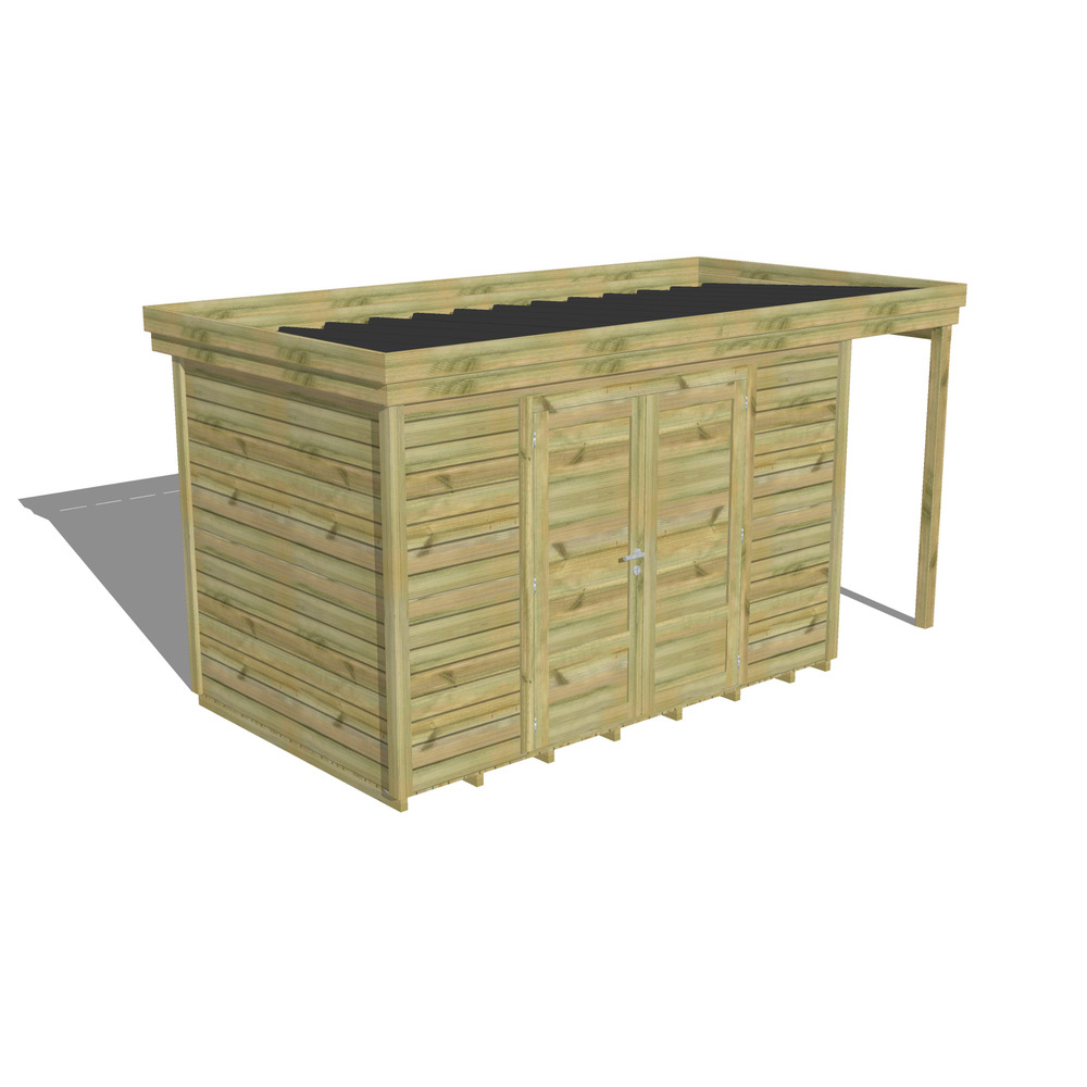 Abri de jardin bois pin traité autoclave 27mm - 4,44x2,14m / 10m2 - bac acier - plancher bois