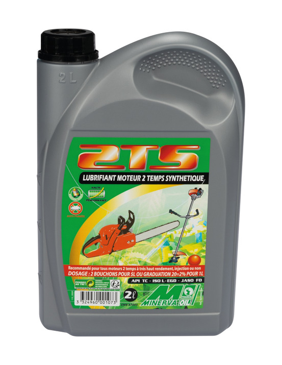Lubrifiant huile moteur 2 temps synthétique bidon 2 litres - minerva oil