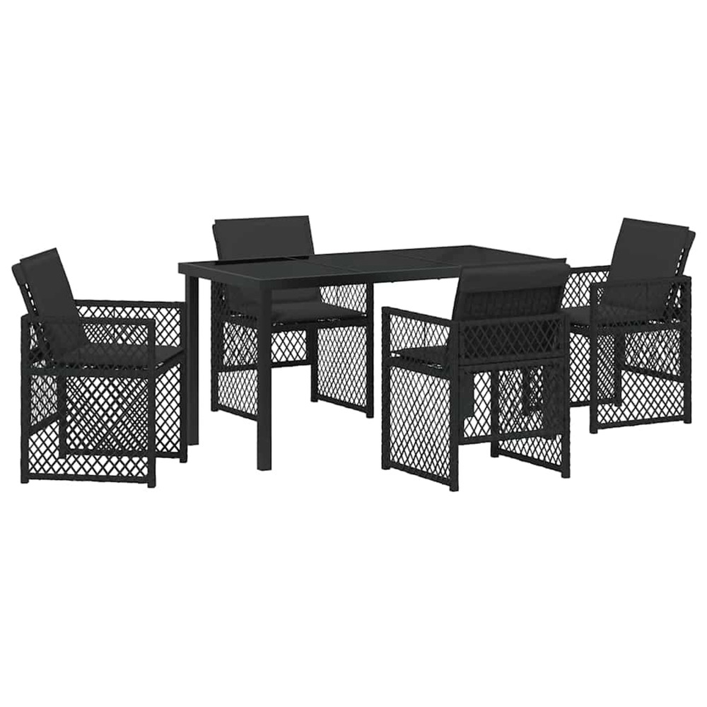 Ensemble de salle à manger pour jardin 5 pcs noir polyrotin