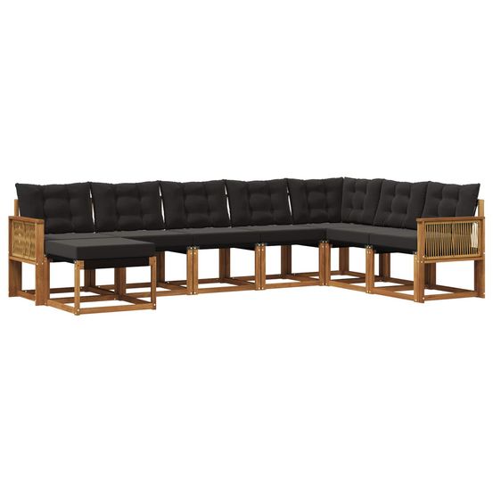 Ensemble de canapés d'extérieur 8 pc naturel et noir