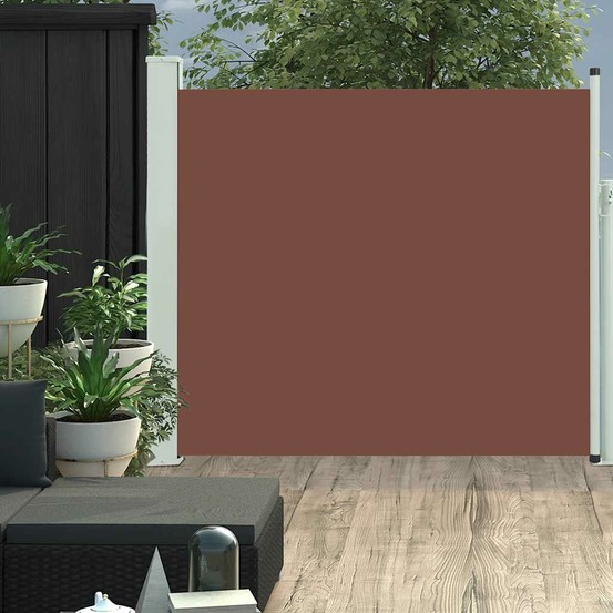 Auvent latéral rétractable de patio 100x300 cm marron