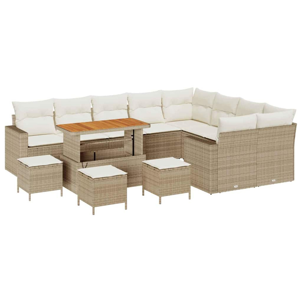 Ensemble de canapé de jardin avec coussin 13 pcs beige et crème