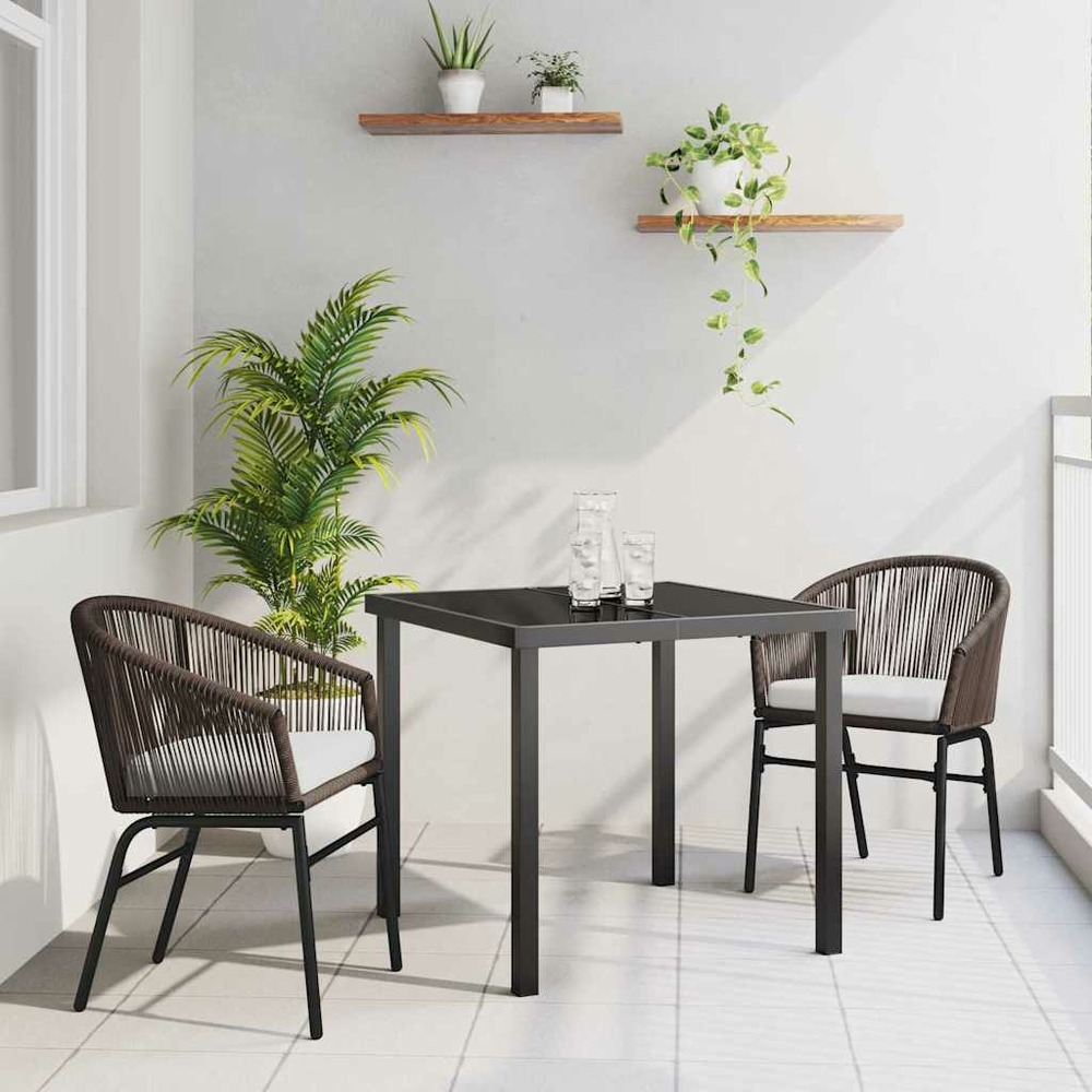 Ensemble de salle à manger pour jardin 3 pcs marron