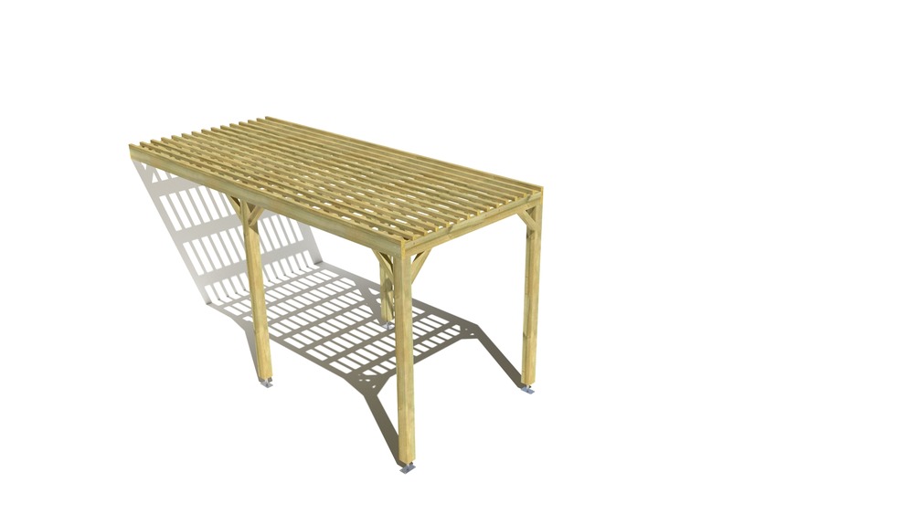 Pergola bois • 2m x 5m • adossée • sens largeur • lattage bois • livraison comprise