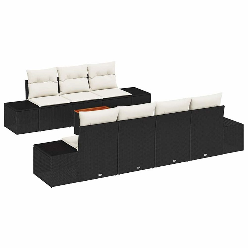 Ensemble de canapé de jardin 8 pc noir polyrotin