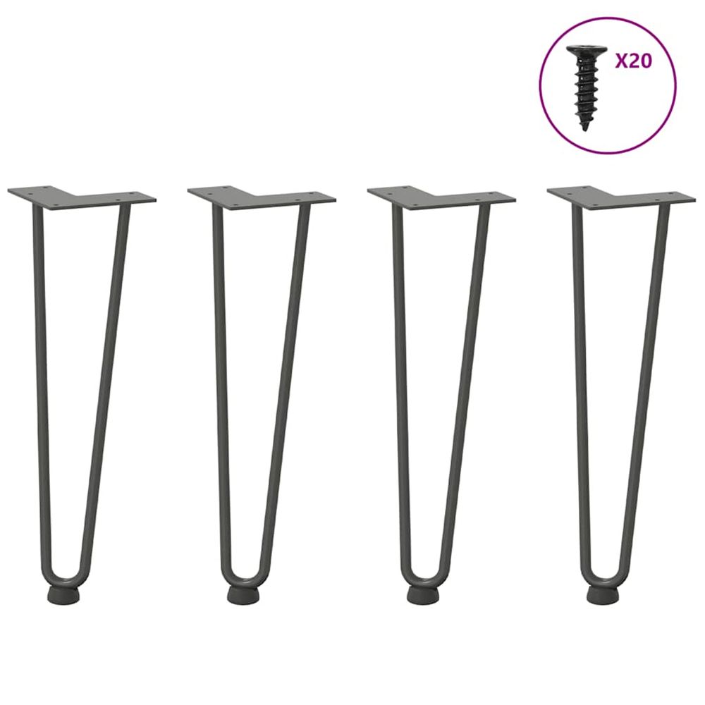 Pieds en épingle à cheveux pour table basse 4 pièces anthracite 42 cm acier massif