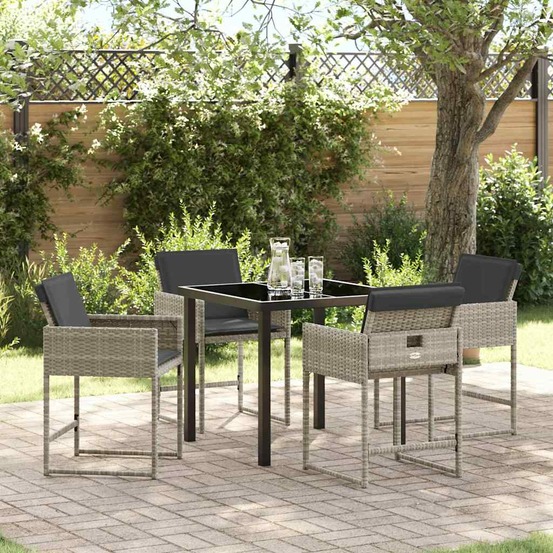 Ensemble de salle à manger pour jardin 5 pcs gris clair